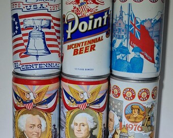 Vintage 1976 Bicentennial Beer Cans: Falstaff, Point, Iron City Patriotic Lot