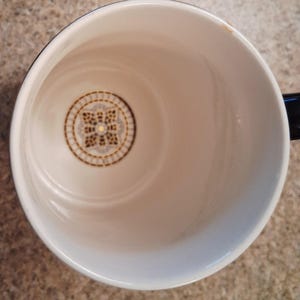 Anthropologie Monogram P Mug, Black Gold Floral Ceramic Coffee Cup image 6