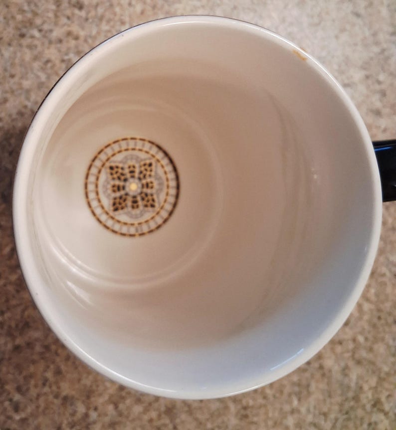 Anthropologie Monogram P Mug, Black Gold Floral Ceramic Coffee Cup image 6