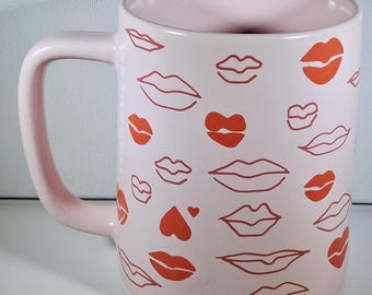 Starbucks 2020 Valentine's Pink Lips Hearts Ceramic Coffee Mug 14oz