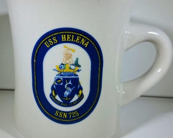 USS Helena SSN-725 Submarine Diner Mug | Proud and Fearless Crest Coffee Cup