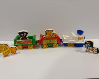 Ultra Rare Vintage Fun-N-Learn Circus Toy Train Set 10 Pieces  Little World Play