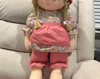28" Vintage 1992 Commonwealth Doll Stuffed Animal Plush Blond Hair Pink Dress
