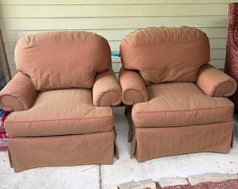PICK UP ONLY!!! Set of 2 Brown Chevron Upholstered Arm Chairs