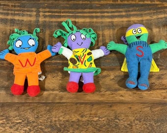 1970s - Vintage THE LETTER PEOPLE Finger Puppet S, V W - Total Of 3