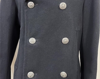 1979 Vtg VI MIL Military Peacoat Jacket Eagle Buttons Wool Enlisted Mens 36S