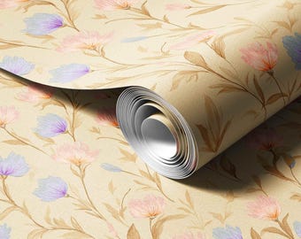 Soft Pastel Floral Wallpaper | Peel and Stick Wall Decor