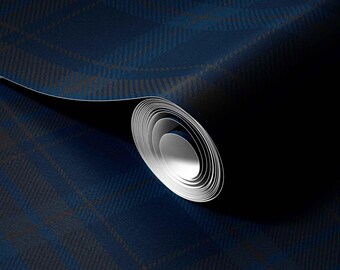 Dark Blue Plaid Tartan Wallpaper | Peel and Stick Wall Decor