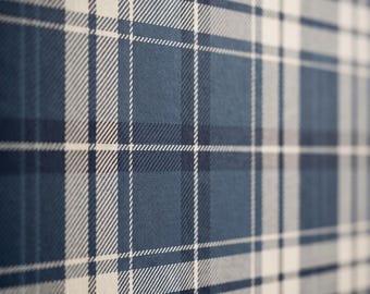 Classic Navy Beige Tartan Wallpaper | Neutral Geometric Pattern