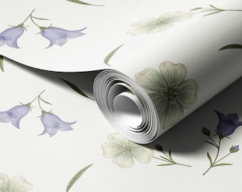 Soft Bellflower Floral Wallpaper | Peel and Stick Wall Decor