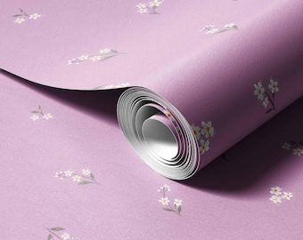 Purple Floral Peel and Stick Wallpaper | Lavender Wildflower Nursery Decor (Removable)