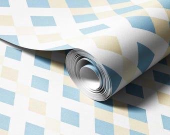 Papel de Parede Azul Pastel com Estampa de Diamantes Argyle | Decoração Autoadesiva