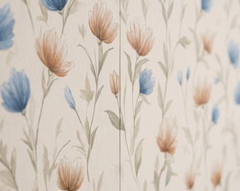 Delicate Wildflower Pastel Wallpaper | Cream Botanical Pattern