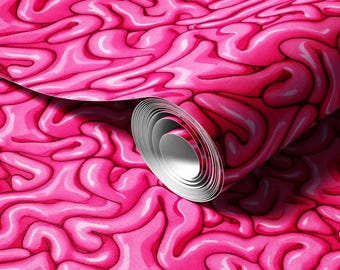 Papel de parede com textura de cérebro rosa | Decoração de Halloween autoadesiva