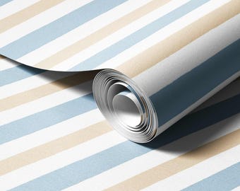 Papel de parede com listras horizontais em tons pastel | Estampa suave para quarto de bebê