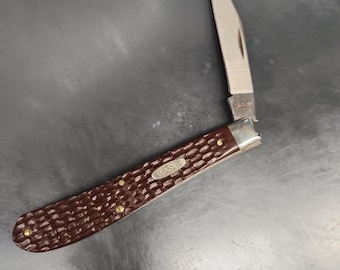 Case XX Slimline Trappermesser - Braun Jigged Synthetik, Edelstahl, NOS