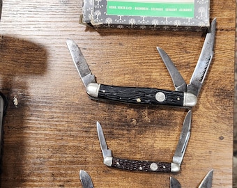 3 vintage boker pocket knives W/box