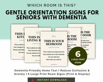 Dementia Room Orientation Signs | Large Print Memory Care Wayfinding Printable | Home Signs for Seniors with Dementia PDF Instant Download