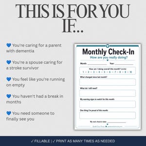 Caregiver Burnout Checklist | Self Care Recovery Plan | Family Caregiver Stress Relief | Dementia Stroke Caregiver Wellness | Printable PDF image 6