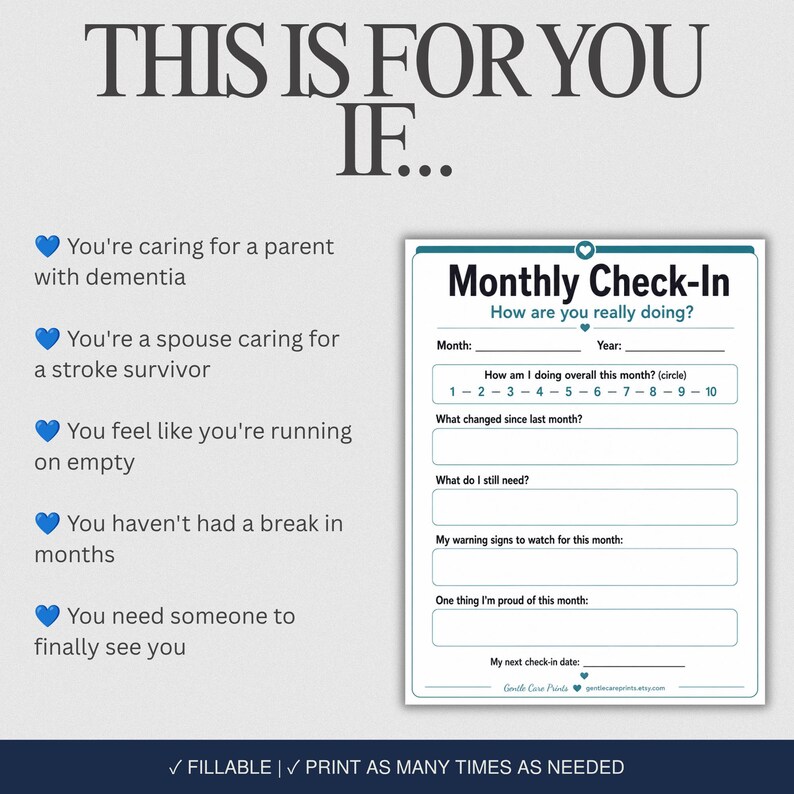 Caregiver Burnout Checklist | Self Care Recovery Plan | Family Caregiver Stress Relief | Dementia Stroke Caregiver Wellness | Printable PDF image 6