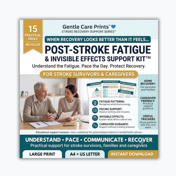 Post Stroke Fatigue Support Kit | Brain Fog, Energy Pacing & Symptom Tracker | Stroke Recovery Workbook for Survivors Family Caregivers PDF