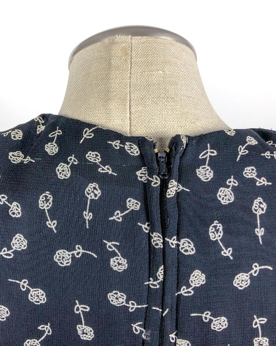 90s Floral Black and White Blouson Dress by Karin… - image 3