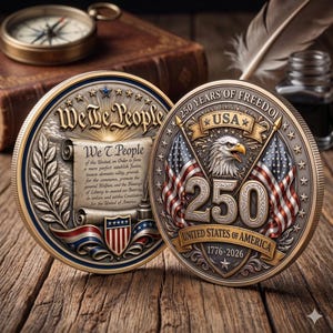 America 250th Anniversary Patriotic 2026 Coin, 1776–2026 Declaration of Independence Coin, 250 Years Of Freedom Coin, Patriotic Gift