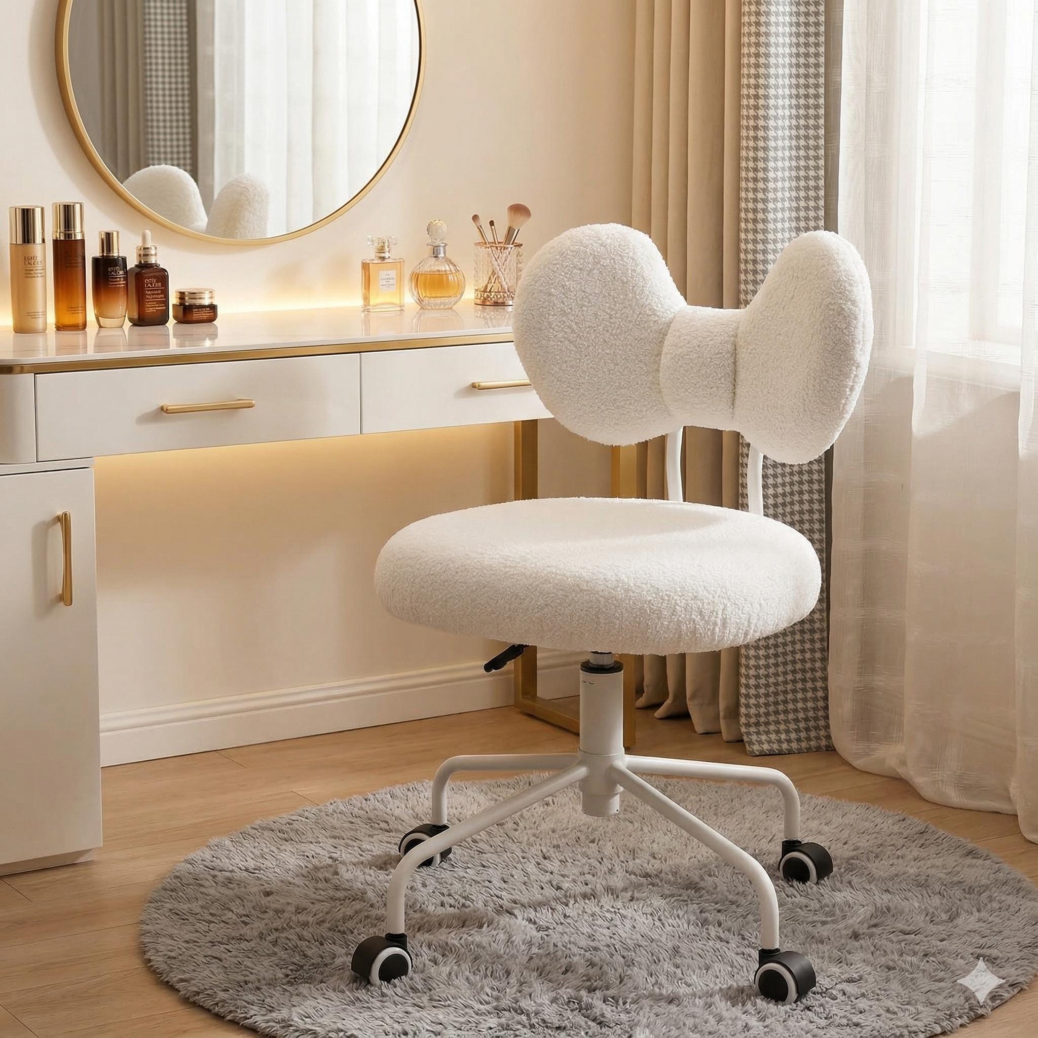 luxury dressing table stool JEAREY Elegant 1-Piece Velvet Beige Makeup Vanity Stool with Storage  BHHZD-Beige