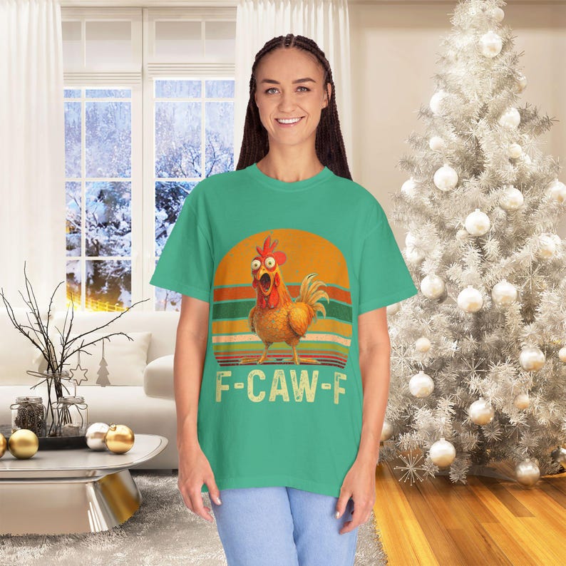 F-Caw-F Shirt, Funny Rooster Meme Tee, FCAWF Heihei Tops, Disney Moana Gift, Sassy Raven TShirt, Chicken Sarcastic, Humor Pun Crow T-Shirts Island Green