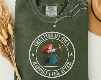 Princess Merida Shirt, Own Happily Ever After, Comfort Colors Brave Merida Bow Shirts, Disneyland Girl Trip Retro Tee, Disney Family T-Shirt