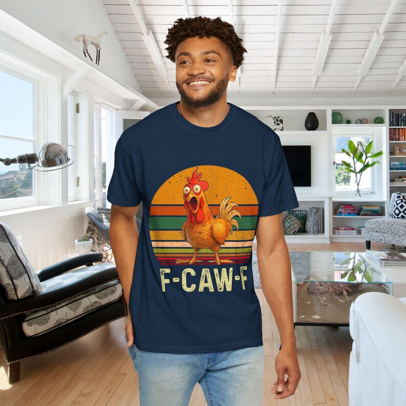 F-Caw-F Shirt, Funny Rooster Meme Tee, FCAWF Heihei Tops, Disney Moana Gift, Sassy Raven TShirt, Chicken Sarcastic, Humor Pun Crow T-Shirts True Navy