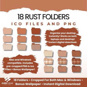 Rust Folder Icons for Mac & Windows | Desktop Folder Icon Pack | Terracotta Folder Covers | Warm Neutral Desktop Icons | PNG ICO Files