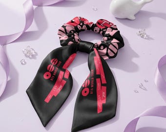 Elastico per capelli con fiocco in raso del BTS World Tour, accessorio per capelli per fan del K-Pop, fermaglio per capelli con fiocco ispirato agli outfit degli idol.
