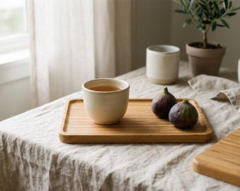 Taca bambusowa | Taca bambusowa do serwowania | Organizer kuchenny na tacę na herbatę | Rustykalny wystrój wiejskiego domu | Taca toaletkowa | Prezent na parapetówkę