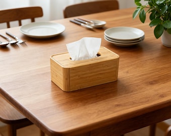Bamboo Tissue Box Cover | Handmade Natural Bamboo Tissue Holder | Rustic Farmhouse Bathroom Decor | Zen Home Accessory | Housewarming Gift