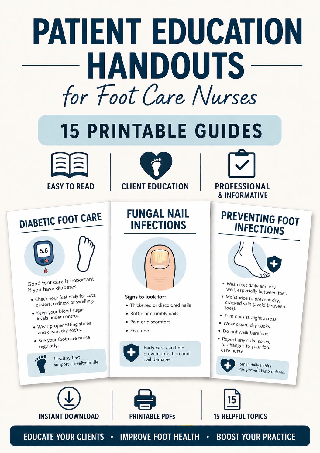 Patient Education Handouts | Foot Care Nurse Bundle | Printable PDF ...
