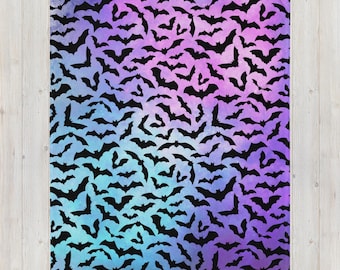 Rainbow Galaxy Bats Throw Blanket
