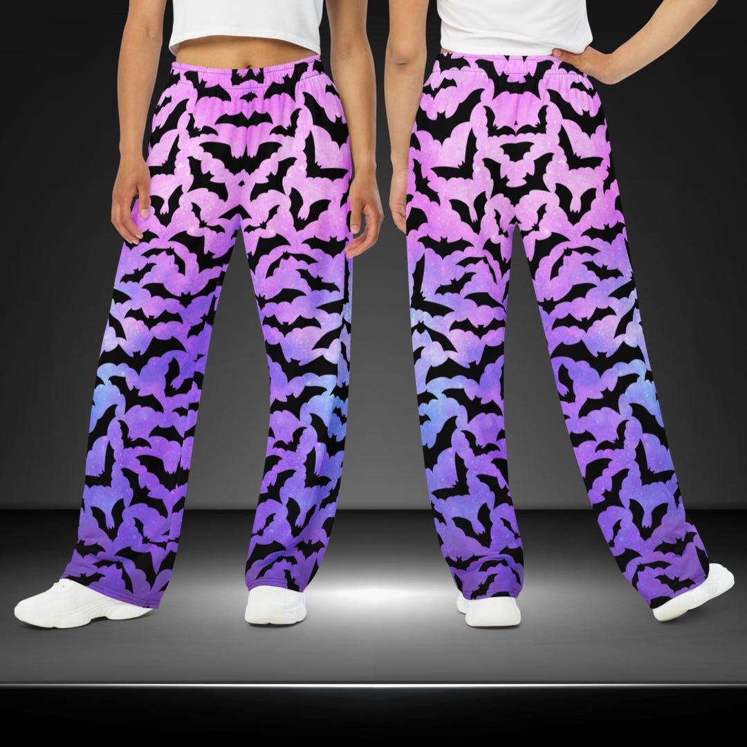 Rainbow Galaxy Bats All-over Print Unisex Wide-leg Pants - Etsy