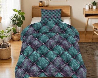 Purple Tufted Gothic Glam Baroque, 100% Microfiber Twin Comforter Set
