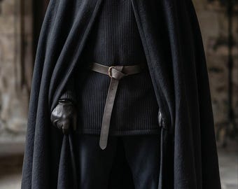 Black Wool Cloak Men: Costume Victorian Wool Hooded Outerwear