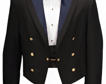 Men's Army Inspired Mess Blue Jacket: Handmade Formal Jacket