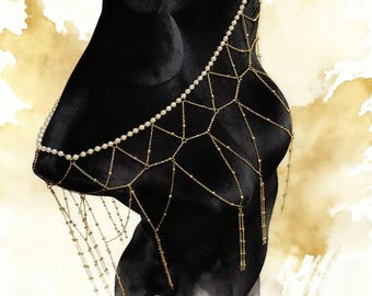 Schulter Körper Kette, Verstellbare Cape Kette Harness, Elegante Brust Schmuck für Bikini Braut Outfit