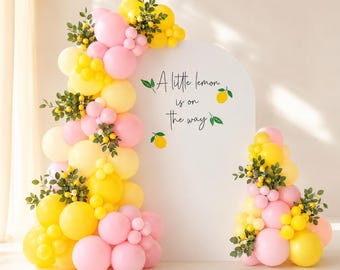 Pink Yellow Lemon Baby Shower Balloon Arch Kit