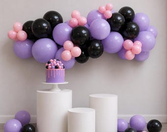 K Pop Demon Hunters Birthday Party Decor, Black Purple Balloon Garland Kit, DIY Balloon Arch, Birthday Balloons