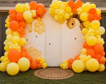 Mommy To Bee Balloon Garland Kit, Bee Baby Shower Decor, Little Honey Balloons, Yellow Orange DIY Party Decor