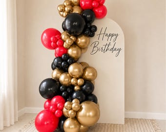 Classic Black Gold Red Balloon Arch Kit for Elegant Celebrations