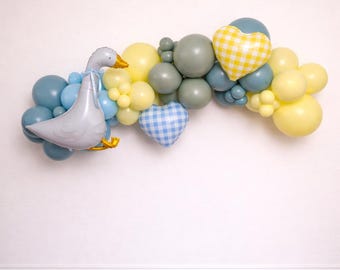 Silly Goose Balloon Garland Kit, One Birthday Decor, Baby Shower Theme, Blue Yellow Arch