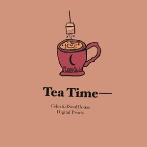 Cozy Kitchen Wall Art, Celestial Tea Mug Print