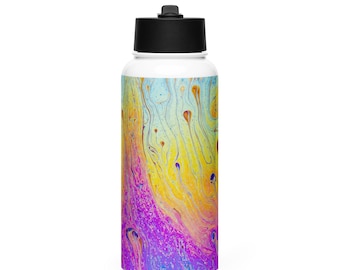 Stainless steel water bottle with a straw lid