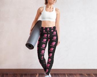 MAGA Print Yoga Leggings: Polyester Spandex Four-Way Stretch Waistband